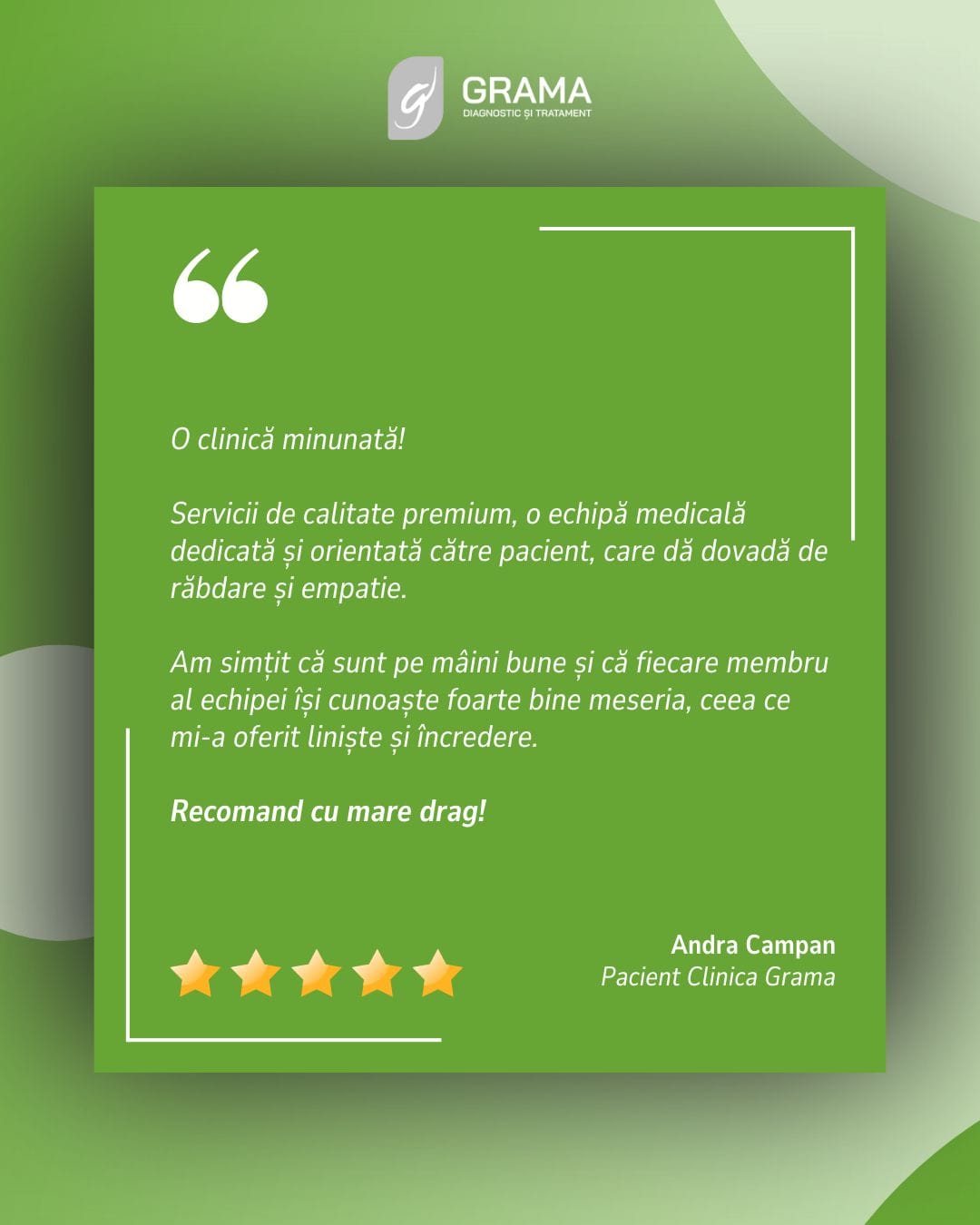Testimonial - Clinica Grama